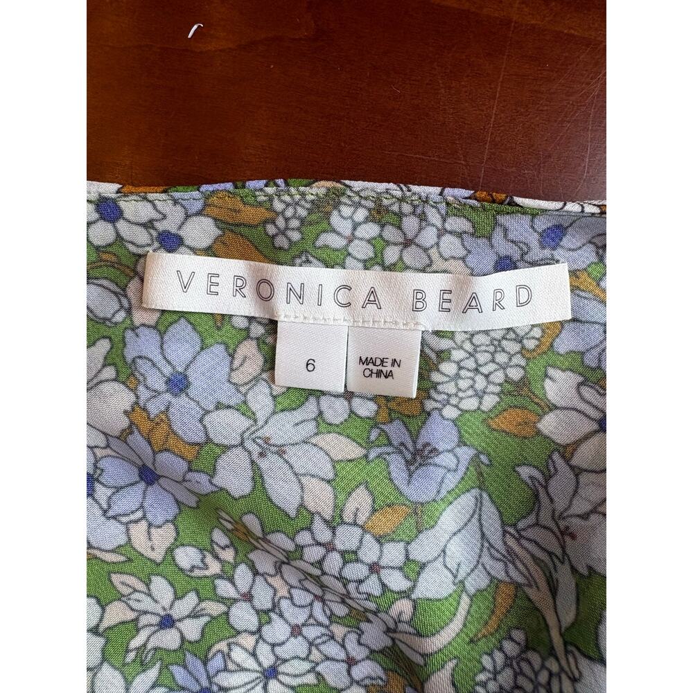 Veronica Beard Midi Dress Avenel Floral Waterfall Flutter Ruffle 100% Silk Sz 6 - Picture 5 of 8